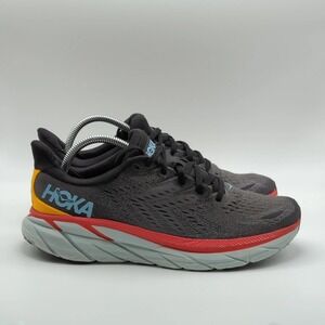 Hoka One One Clifton 8 Road Running Shoes Mens Size 8.5 Gray Red 1119393 ACTL